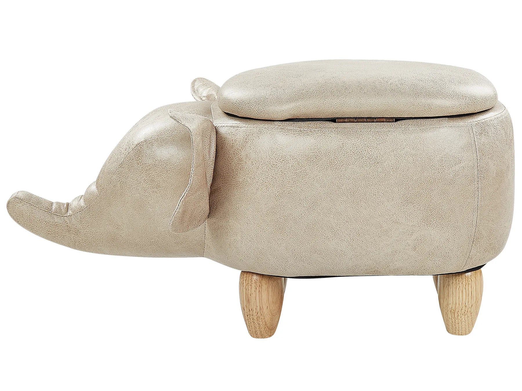 Storage Animal Stool ELEPHANT Faux Leather Taupe