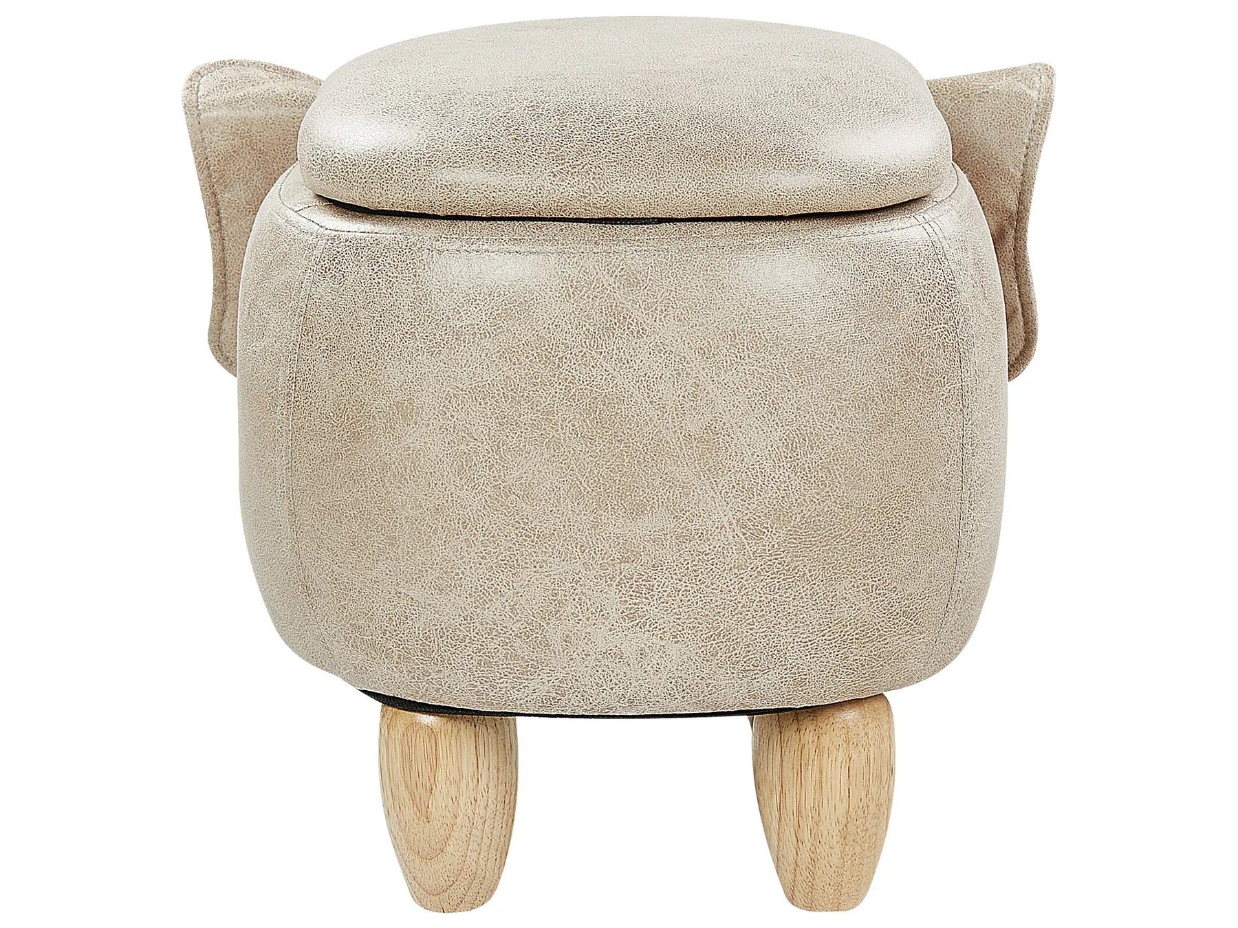 Storage Animal Stool ELEPHANT Faux Leather Taupe