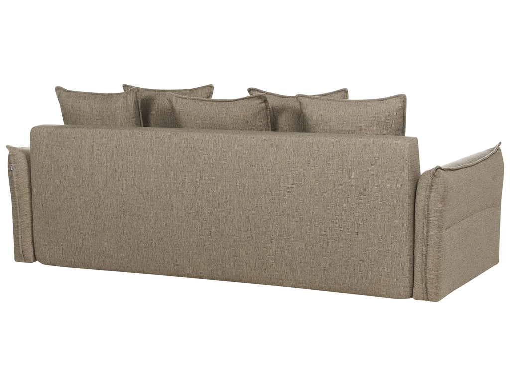 Sofa Bed 3 Seater KRAMA Fabric Brown with Storage