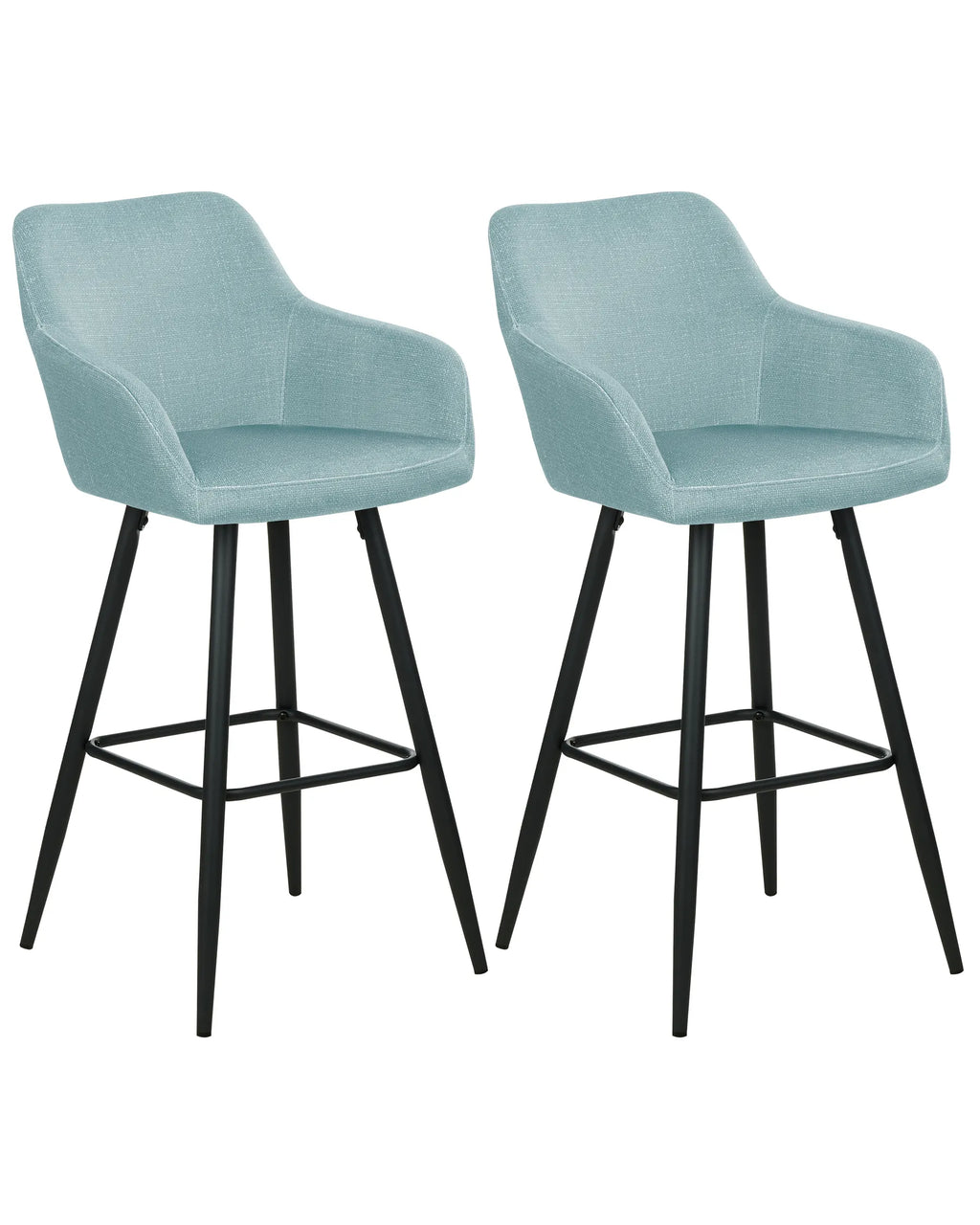 Set of 2 Bar Chairs CASMALIA Velvet Light Blue