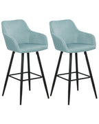 Set of 2 Bar Chairs CASMALIA Velvet Light Blue
