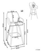 Set of 2 Bar Chairs CASMALIA Velvet Off-White