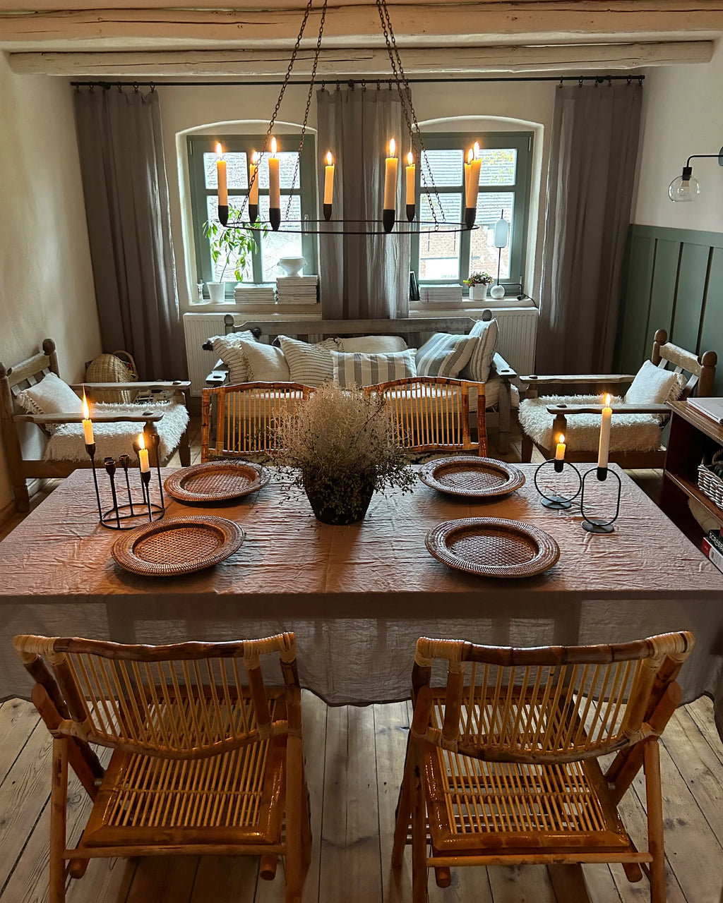 Set of 4 Dining Chairs Folding TRENTOR Bamboo Wood Natural