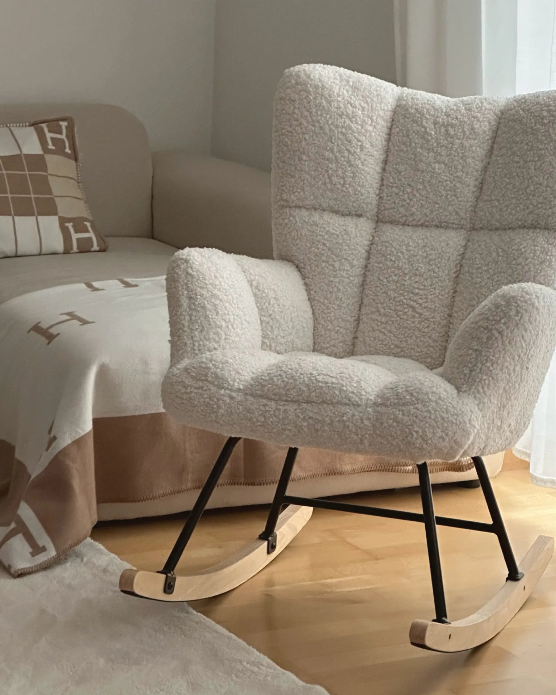 Rocking Chair OULU Boucle White