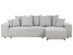 Corner Sofa Bed 3 Seater LUSPA Fabric Light Grey with Storage Left Hand