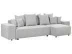 Corner Sofa Bed 3 Seater LUSPA Fabric Light Grey with Storage Left Hand