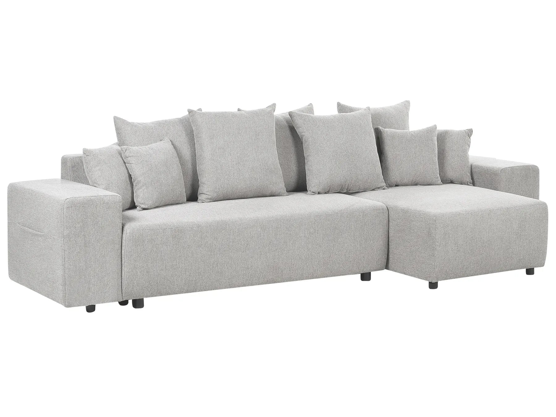 Corner Sofa Bed 3 Seater LUSPA Fabric Light Grey with Storage Left Hand