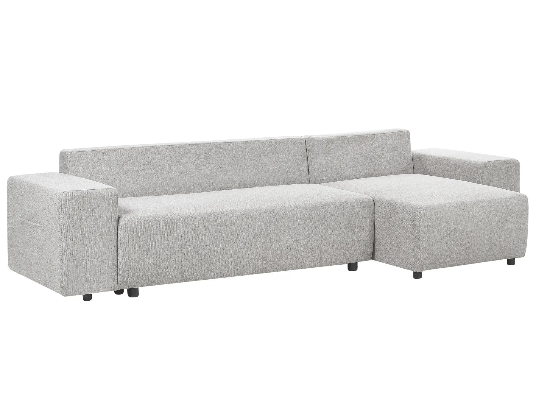 Corner Sofa Bed 3 Seater LUSPA Fabric Light Grey with Storage Left Hand