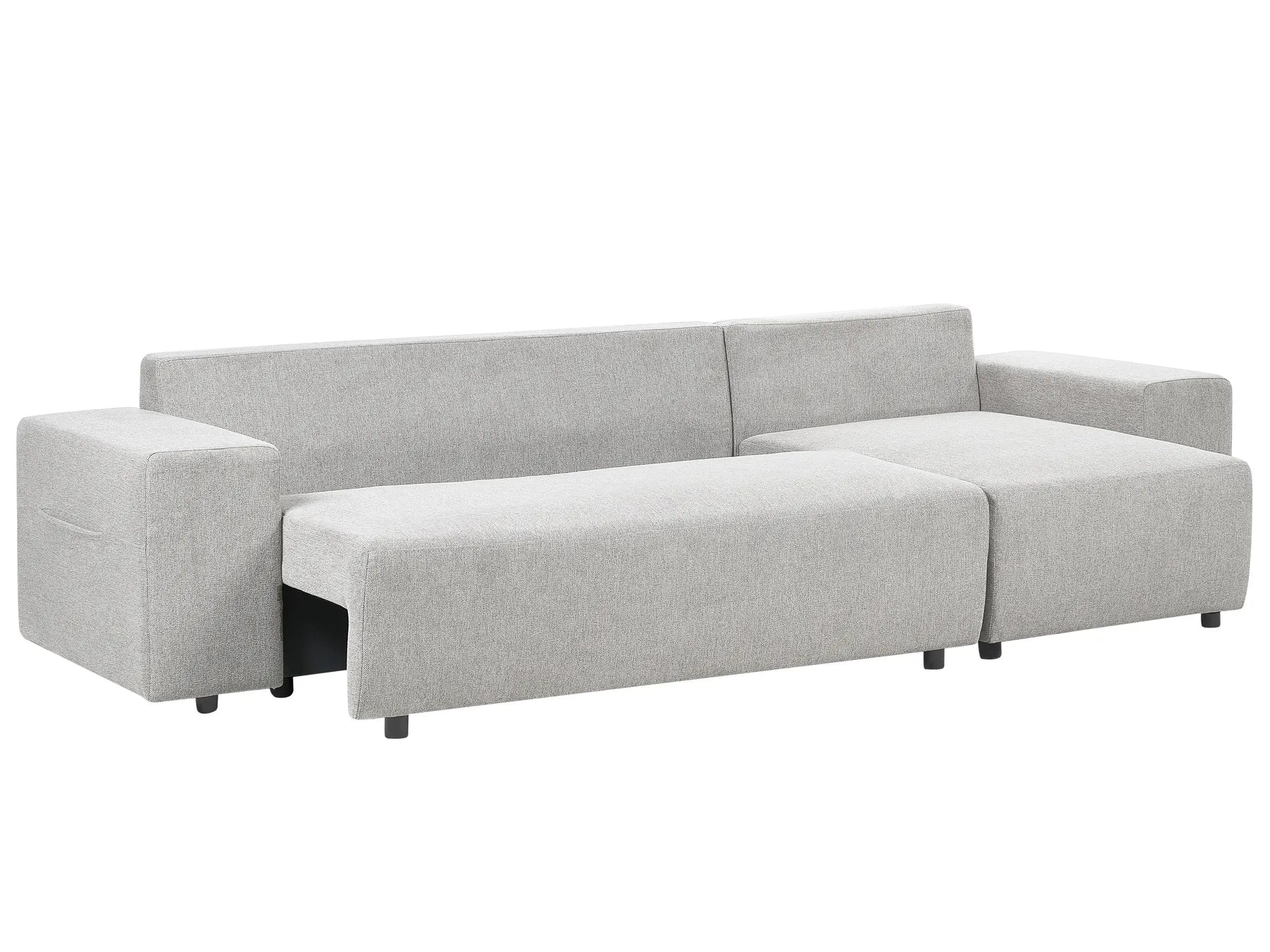 Corner Sofa Bed 3 Seater LUSPA Fabric Light Grey with Storage Left Hand