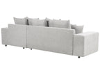Corner Sofa Bed 3 Seater LUSPA Fabric Light Grey with Storage Left Hand