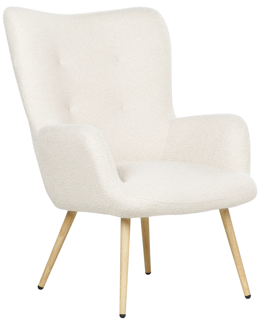 Wingback Chair VEJLE with Footstool Boucle Off-White
