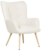 Wingback Chair VEJLE with Footstool Boucle Off-White