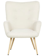 Wingback Chair VEJLE with Footstool Boucle Off-White