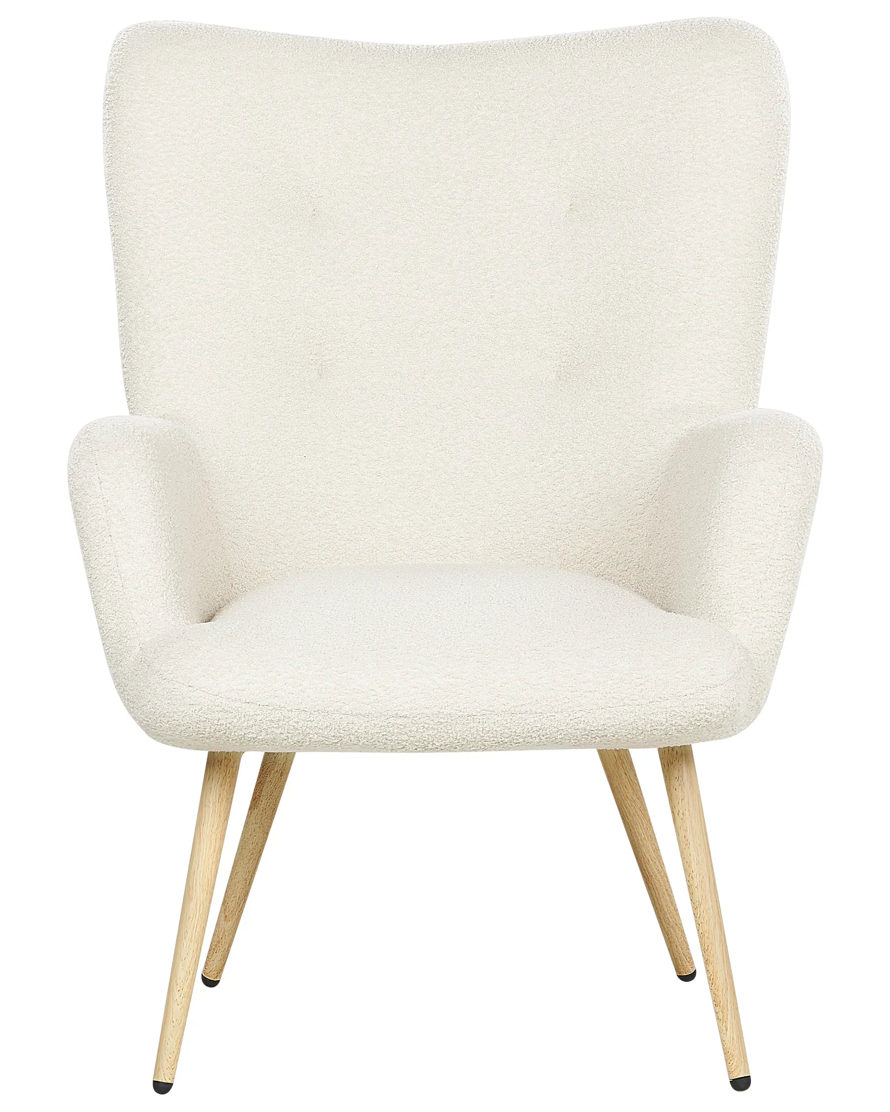 Wingback Chair VEJLE with Footstool Boucle Off-White