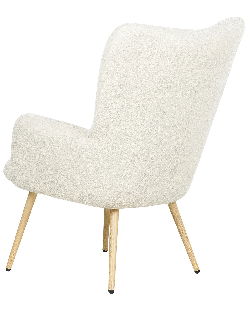 Wingback Chair VEJLE with Footstool Boucle Off-White