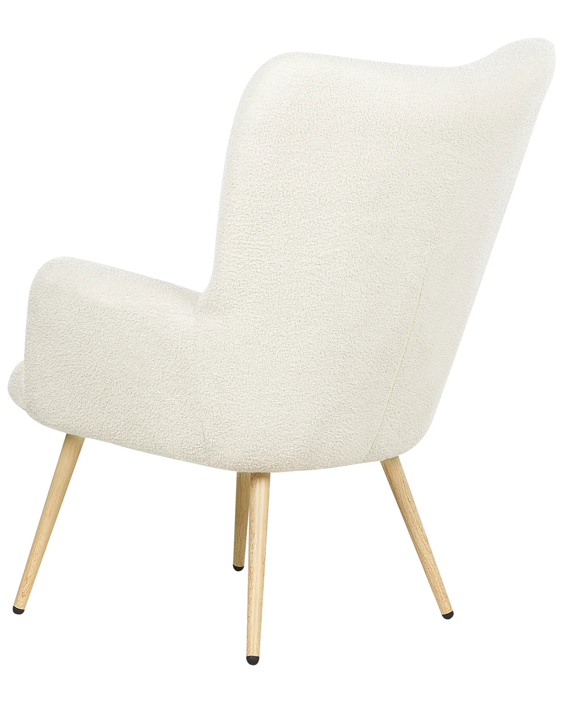 Wingback Chair VEJLE with Footstool Boucle Off-White