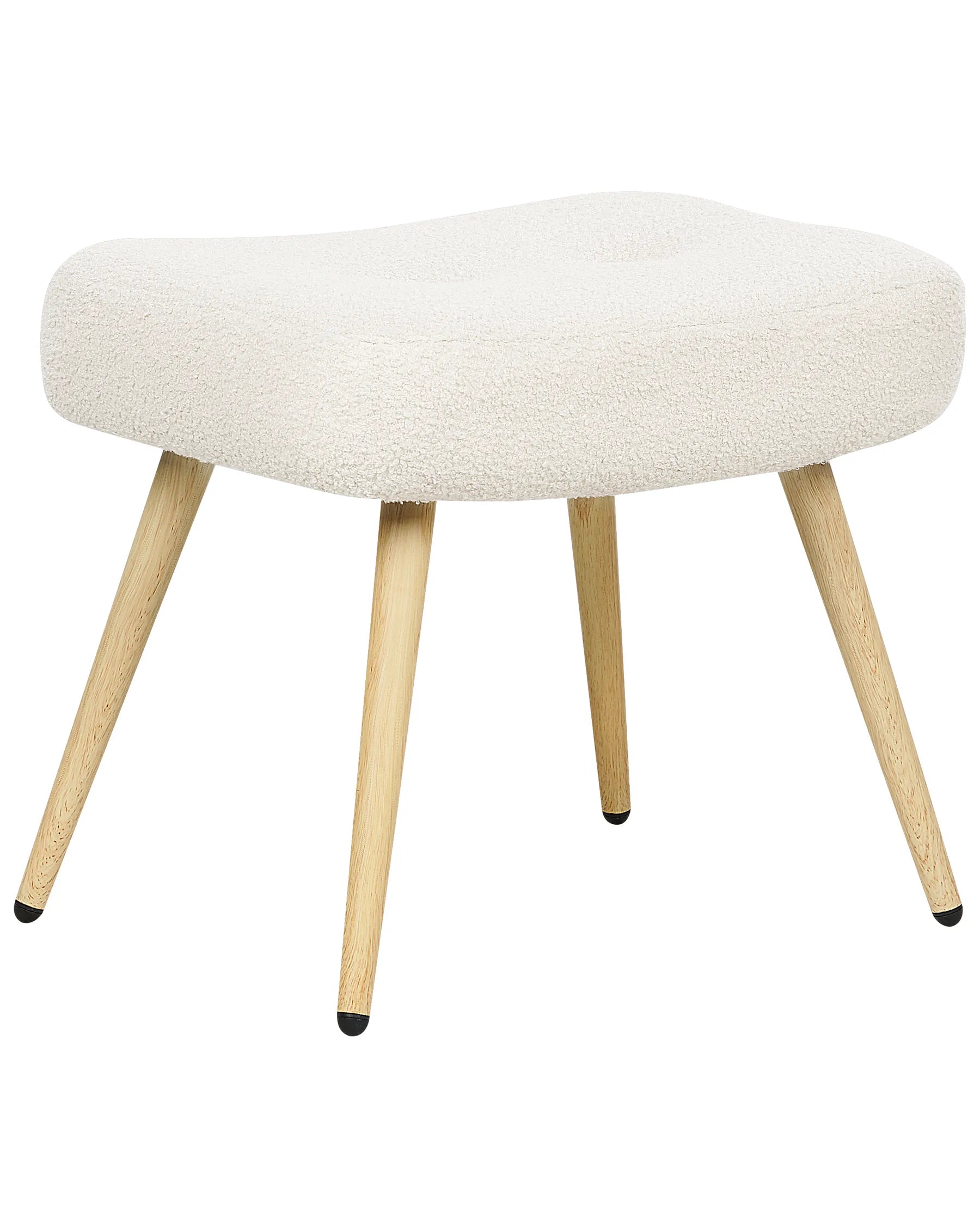 Wingback Chair VEJLE with Footstool Boucle Off-White