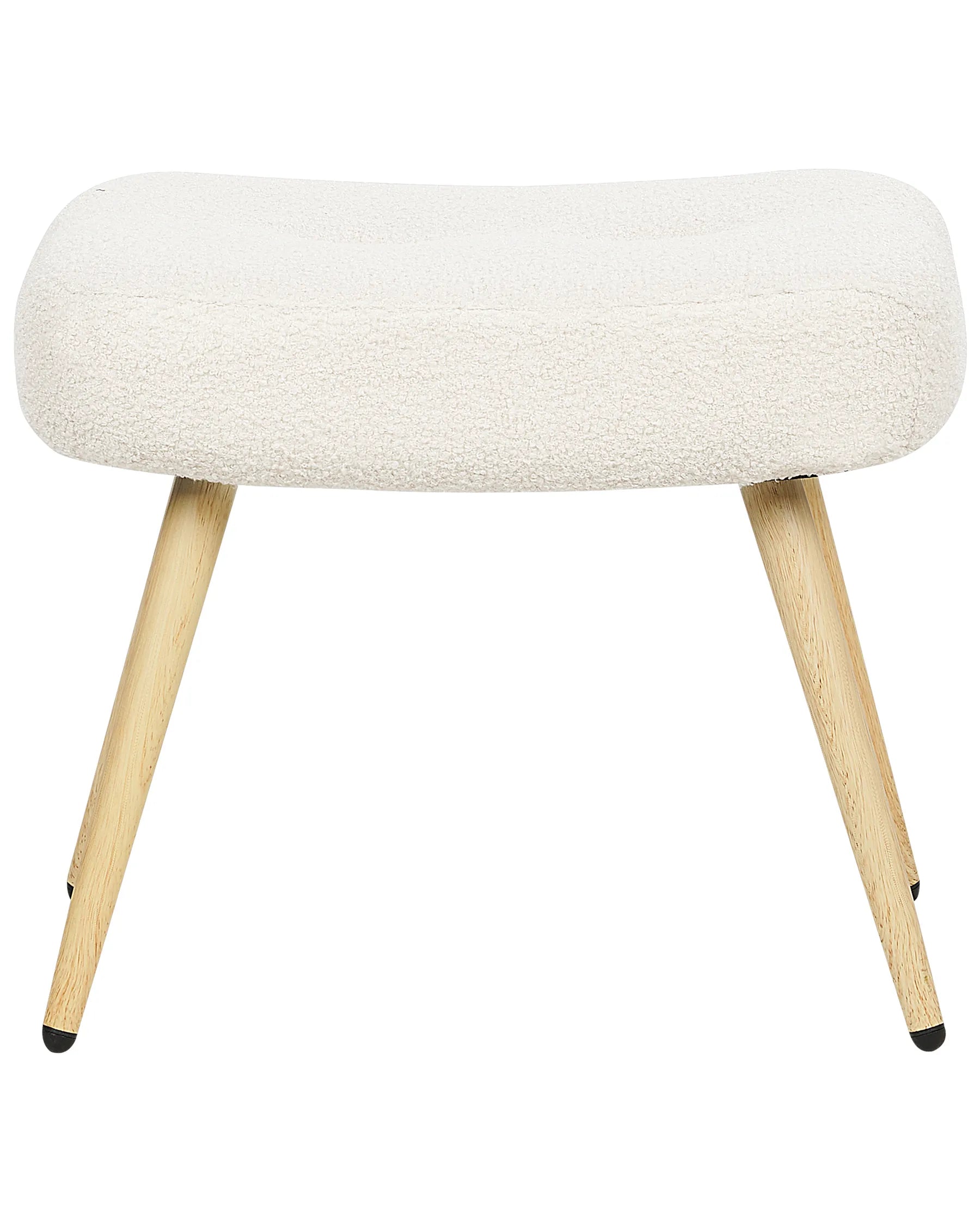 Wingback Chair VEJLE with Footstool Boucle Off-White