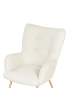 Wingback Chair VEJLE with Footstool Boucle Off-White