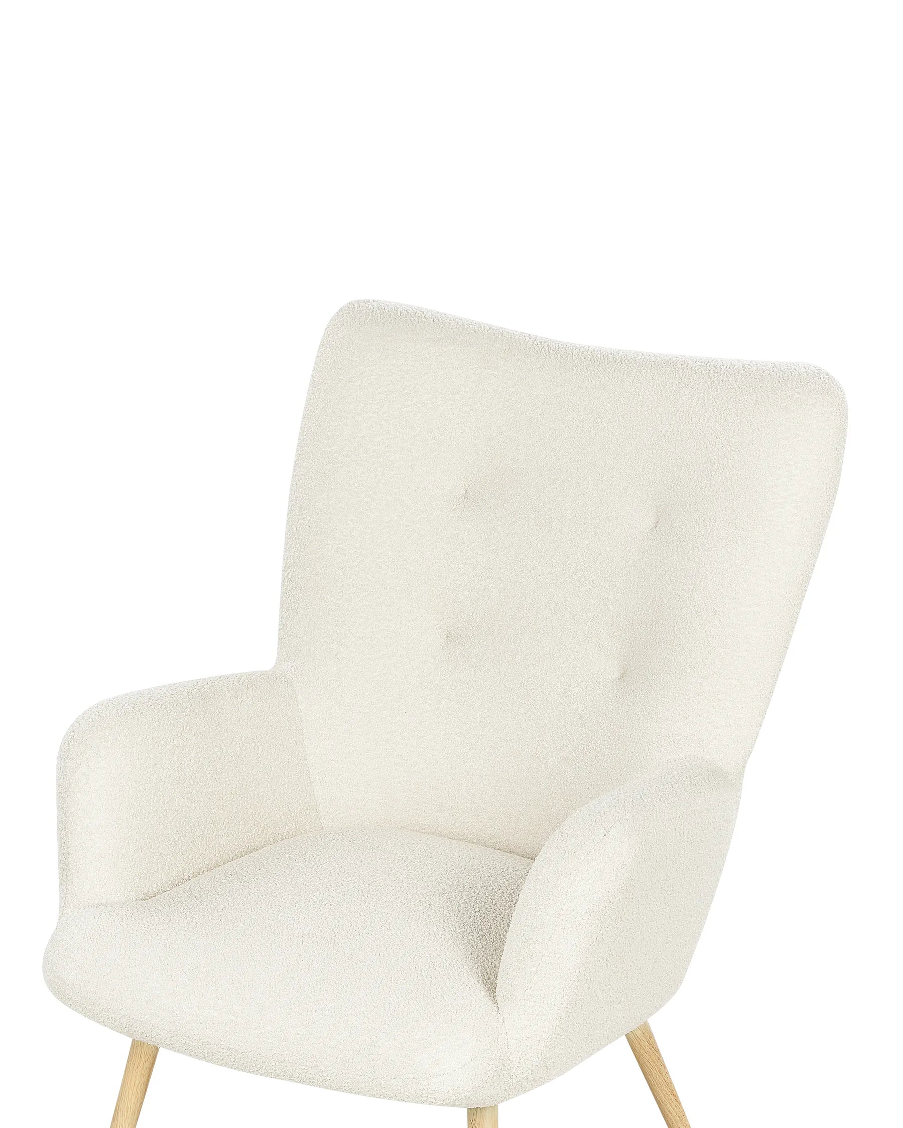 Wingback Chair VEJLE with Footstool Boucle Off-White