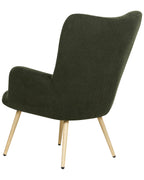 Wingback Chair VEJLE with Footstool Boucle Dark Green