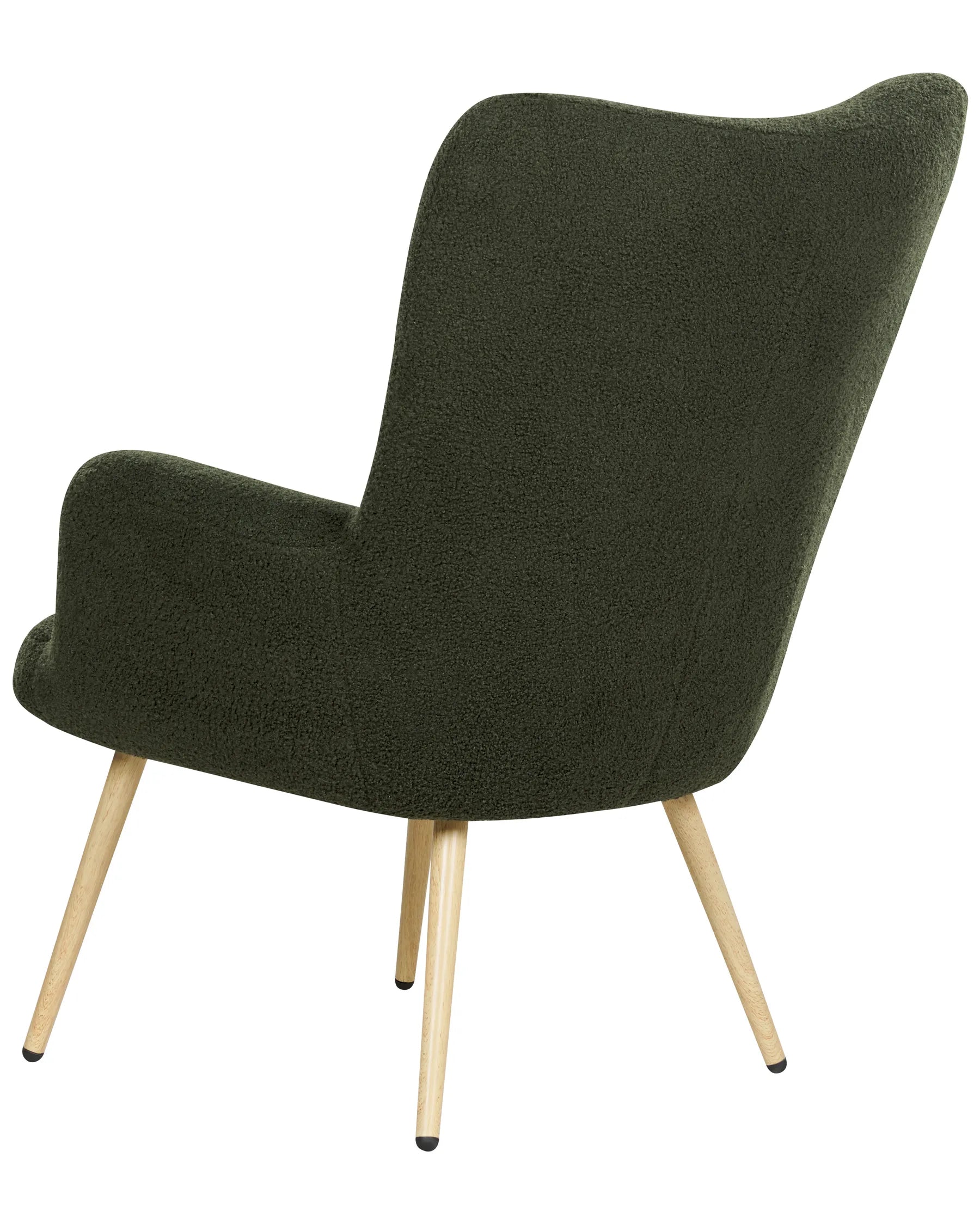 Wingback Chair VEJLE with Footstool Boucle Dark Green