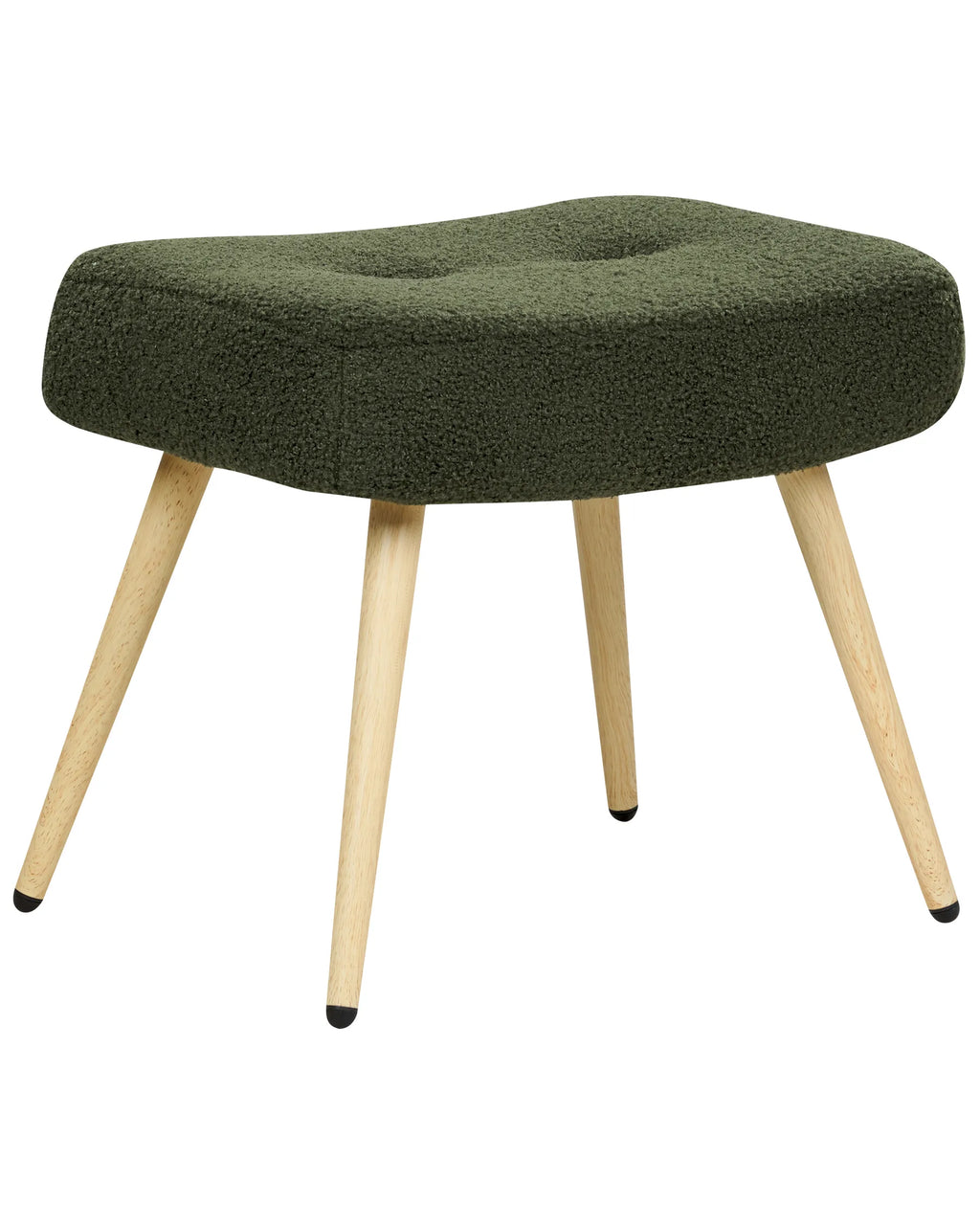 Wingback Chair VEJLE with Footstool Boucle Dark Green