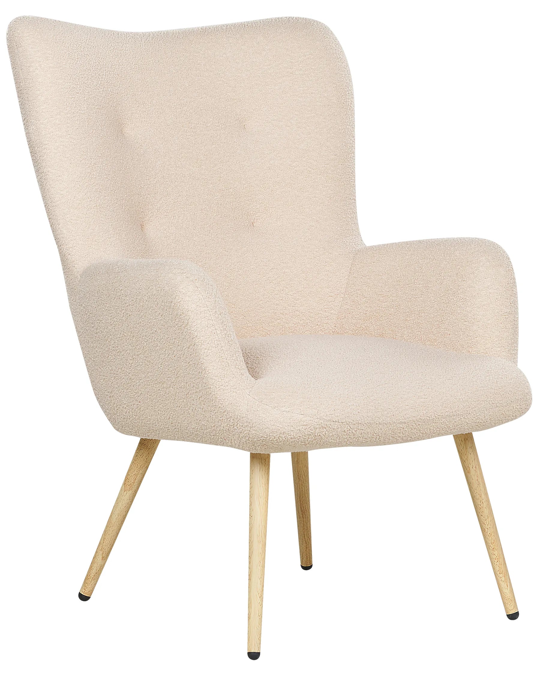 Wingback Chair VEJLE with Footstool Boucle Beige