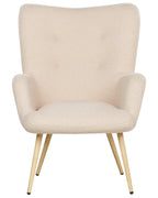 Wingback Chair VEJLE with Footstool Boucle Beige