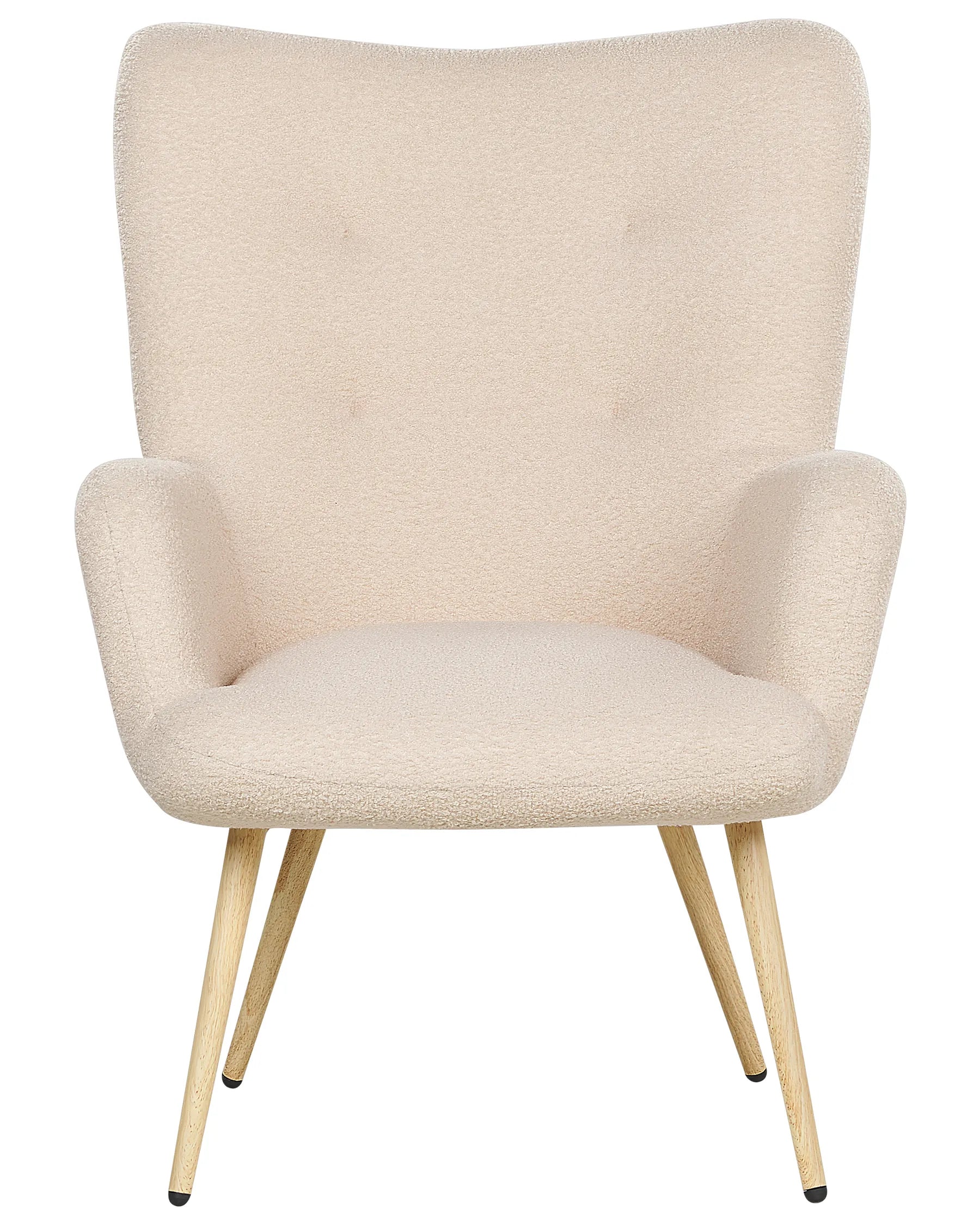 Wingback Chair VEJLE with Footstool Boucle Beige