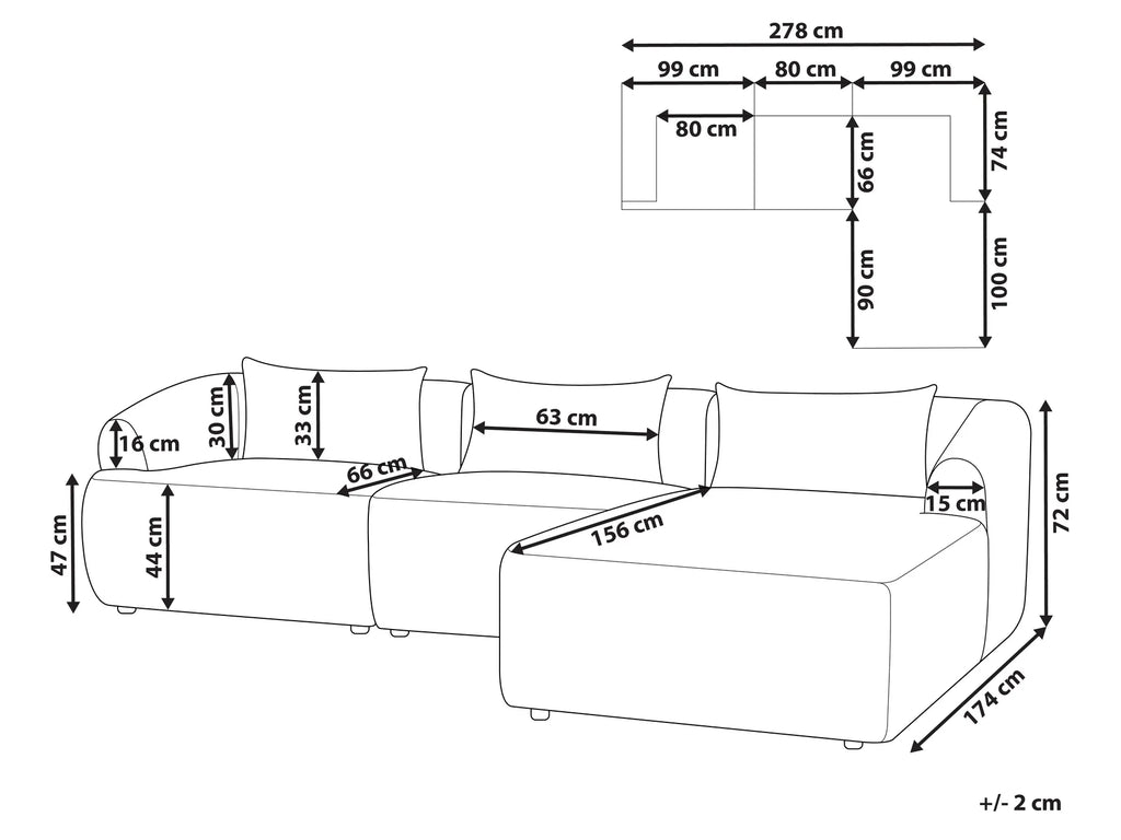 Corner Sofa 3 Seater SVANSELE Fabric Grey Left Hand