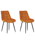 Set of 2 Dining Chairs MELROSE Velvet Orange