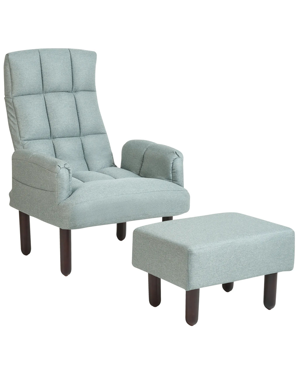 Recliner Chair OLAND with Footstool Faux Linen Mint Green