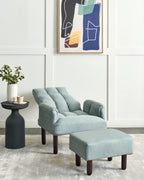 Recliner Chair OLAND with Footstool Faux Linen Mint Green