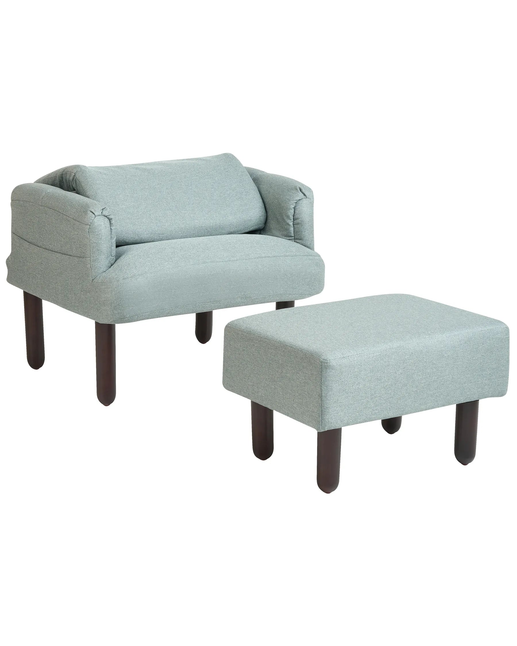 Recliner Chair OLAND with Footstool Faux Linen Mint Green