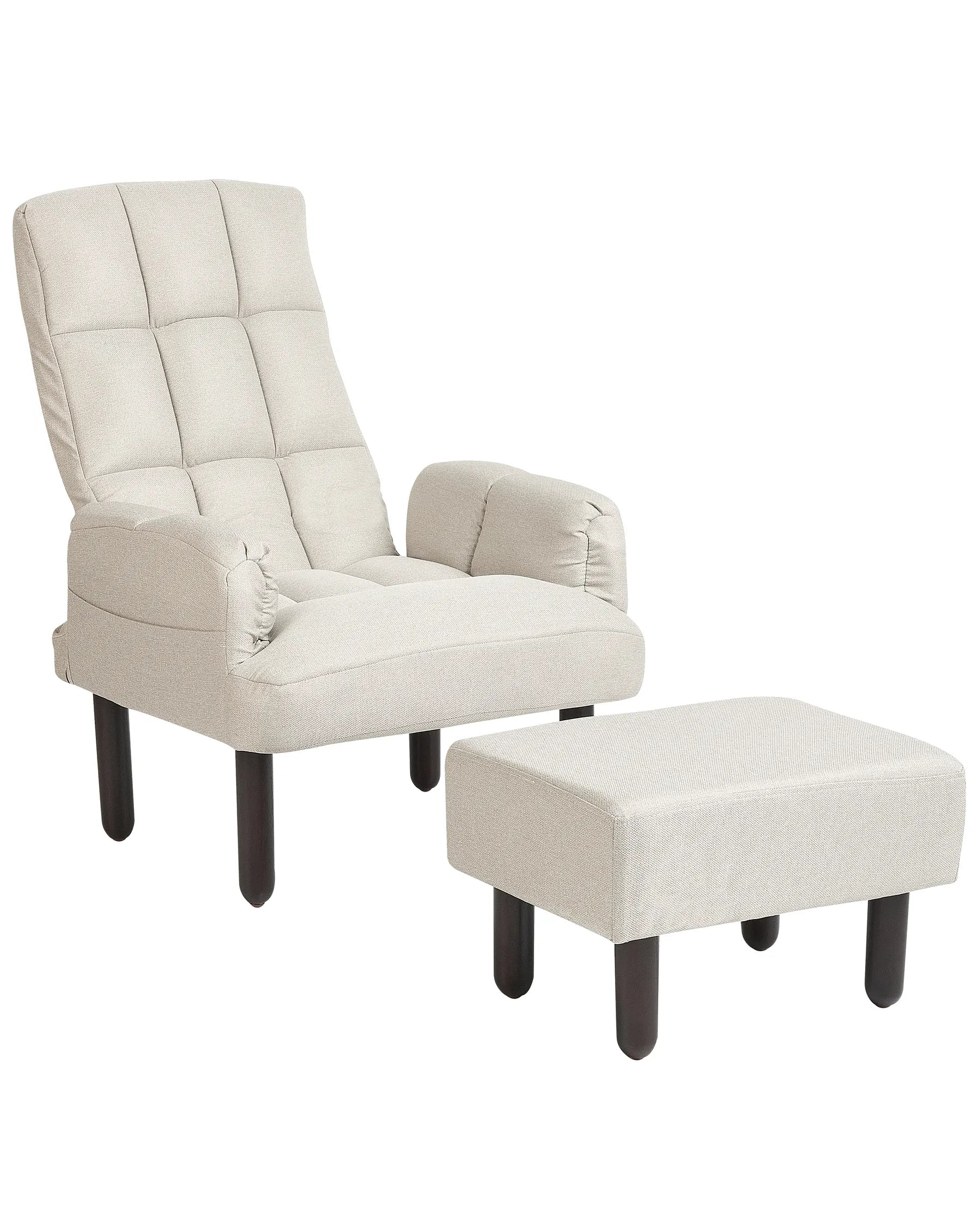 Recliner Chair OLAND with Footstool Faux Linen Light Beige