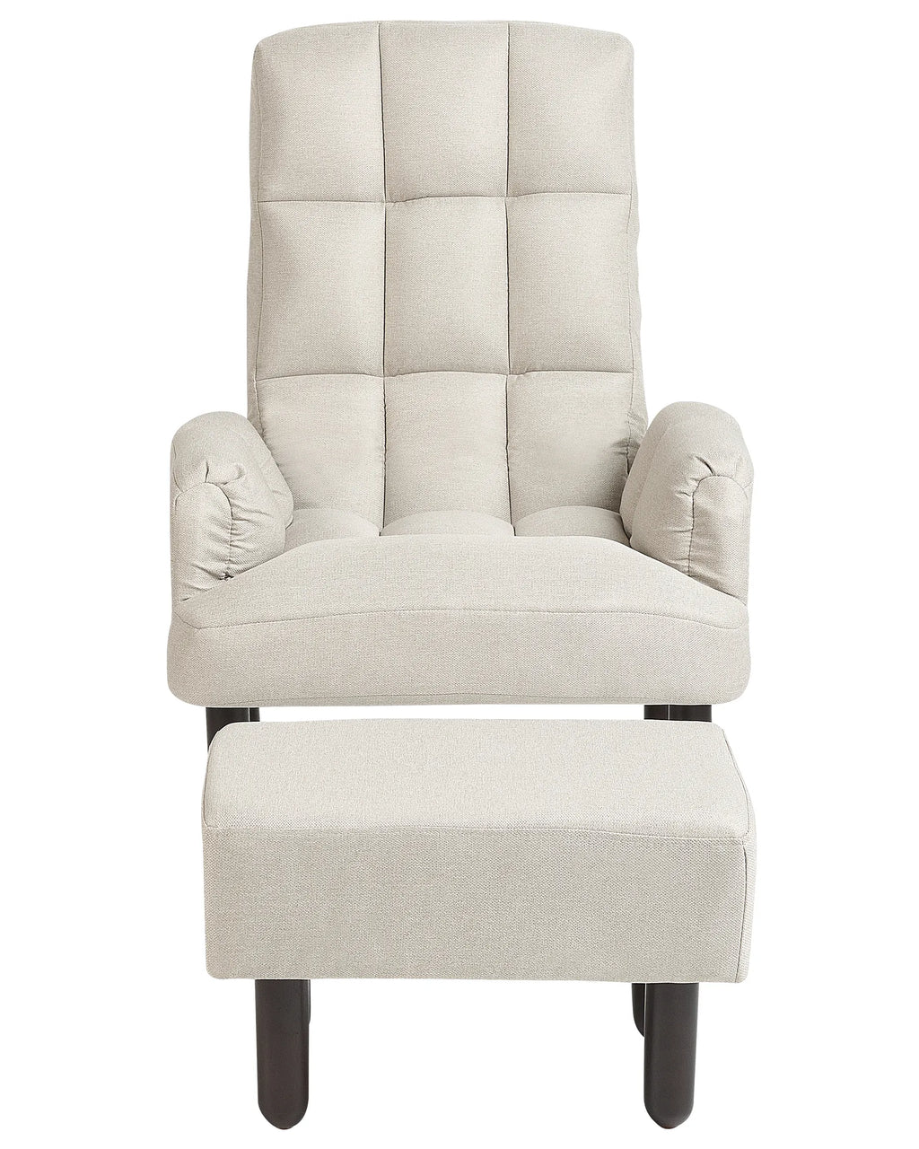 Recliner Chair OLAND with Footstool Faux Linen Light Beige