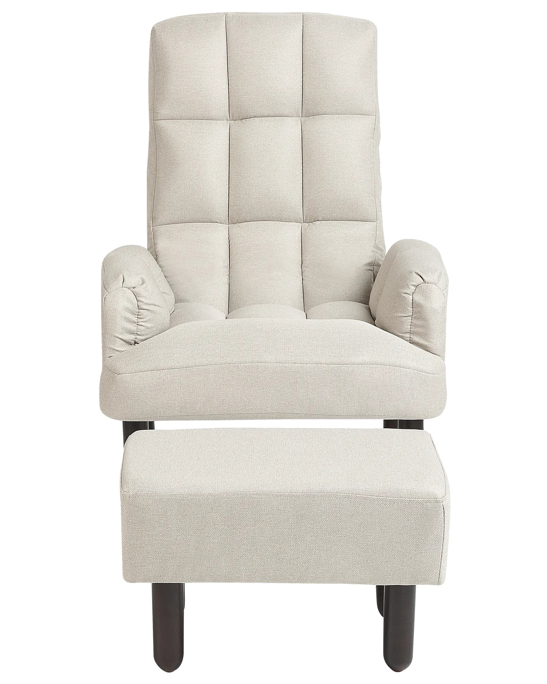 Recliner Chair OLAND with Footstool Faux Linen Light Beige