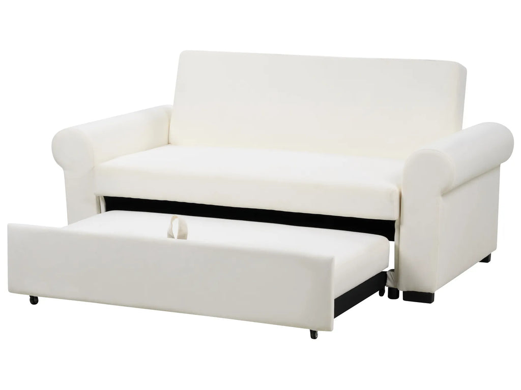 Sofa Bed 2 Seater SILDA Fabric Off-White