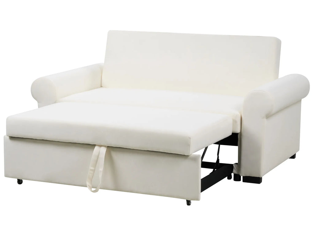 Sofa Bed 2 Seater SILDA Fabric Off-White