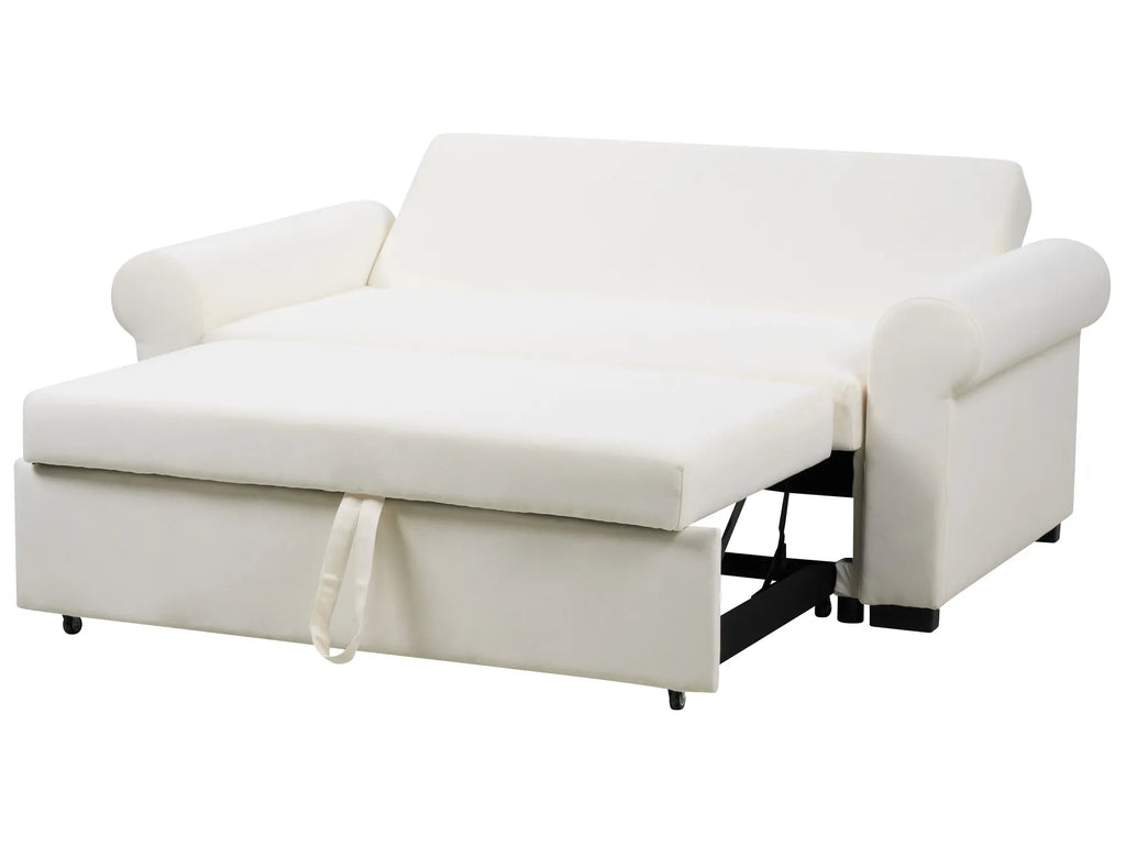 Sofa Bed 2 Seater SILDA Fabric Off-White