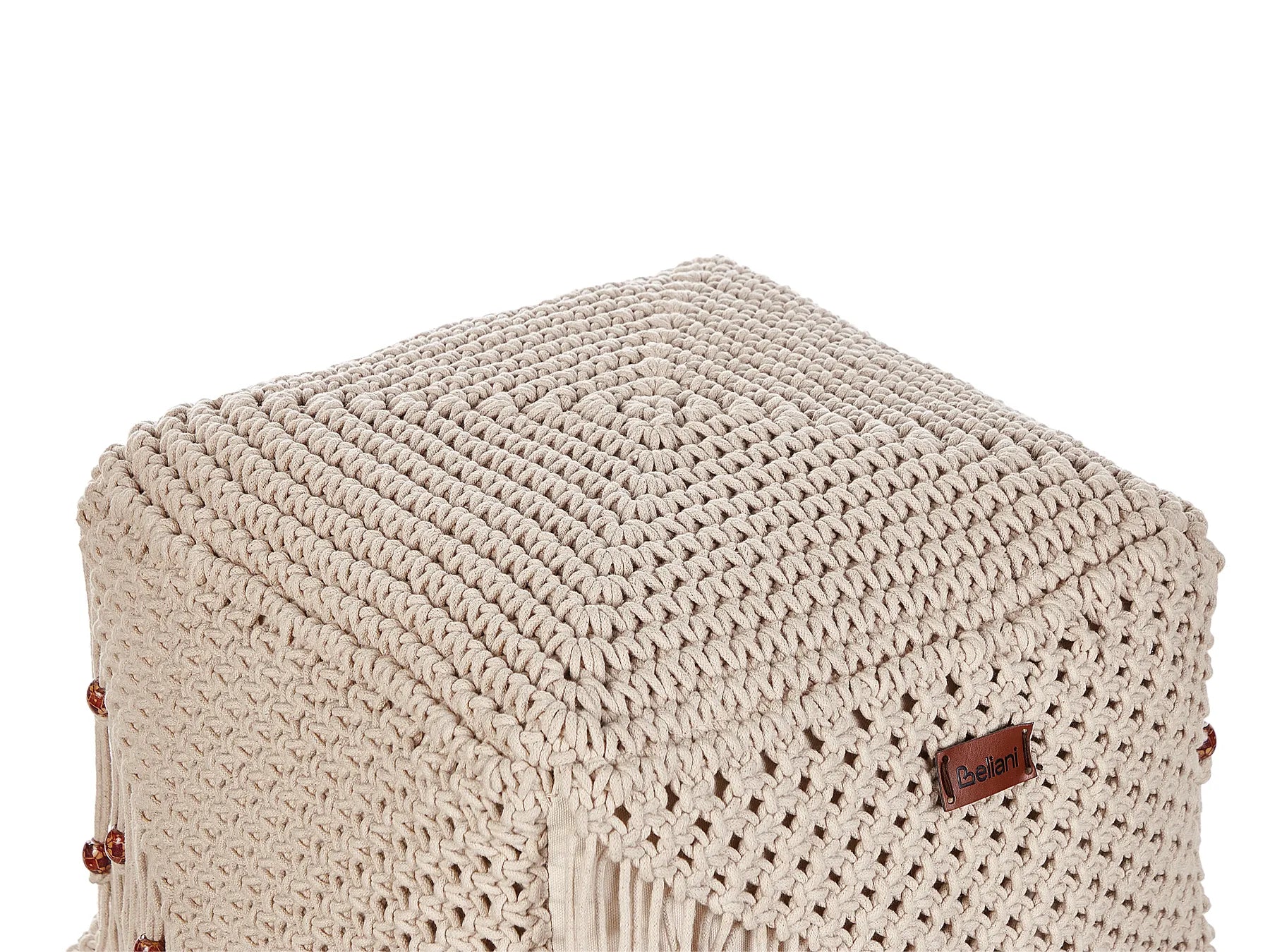 Pouffe Macramé DANDAI Cotton Beige