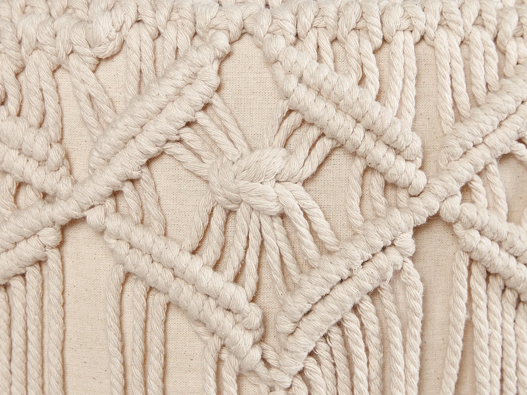 Footstool Macramé NAWABAD Cotton Beige