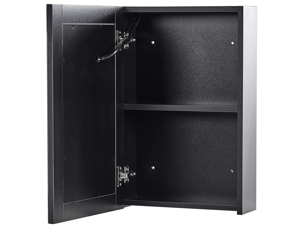 Bathroom Wall Mounted Mirror Cabinet LED CONDOR 40 cm 60 cm Black