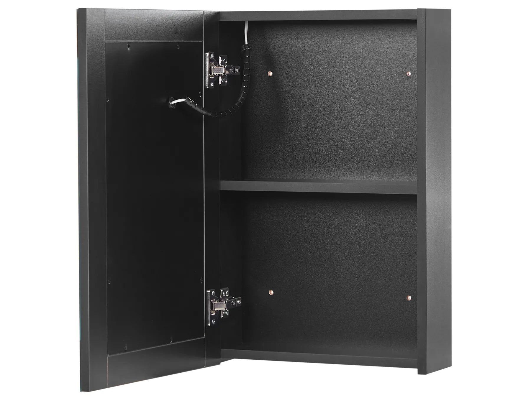 Bathroom Wall Mounted Mirror Cabinet LED MALASPINA 40 cm 60 cm Black