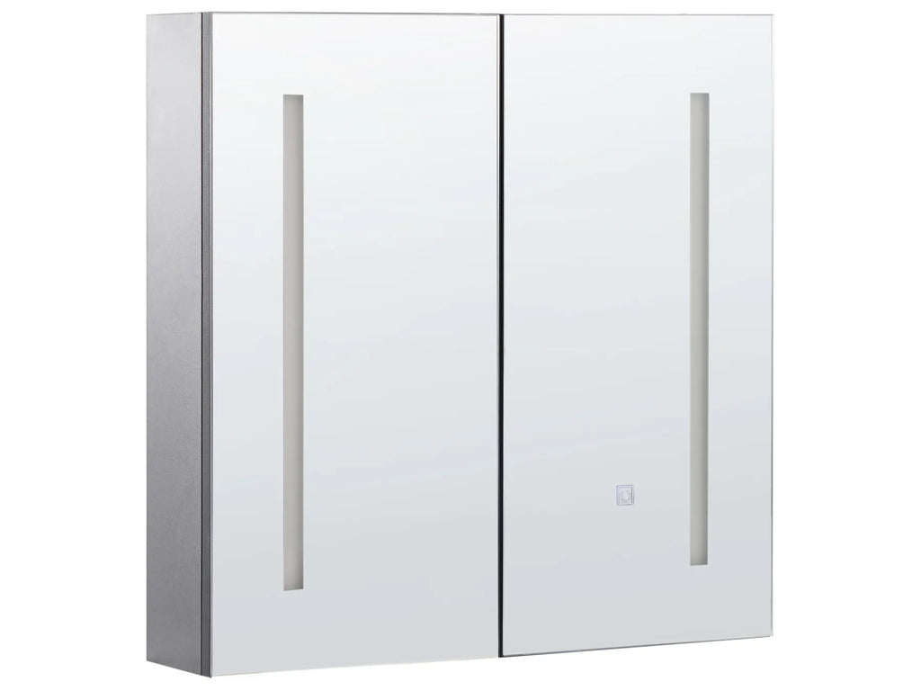 Bathroom Wall Mounted Mirror Cabinet LED CHABUNCO 60 cm 60 cm Black