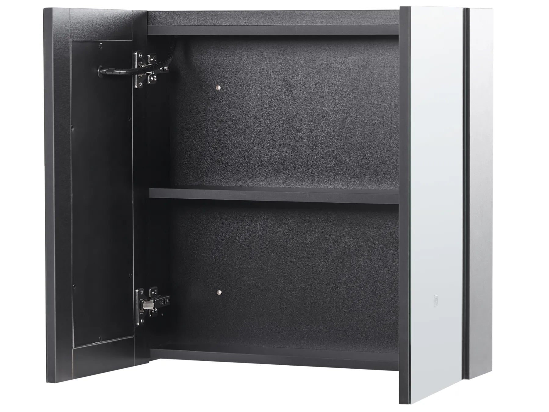 Bathroom Wall Mounted Mirror Cabinet LED CHABUNCO 60 cm 60 cm Black