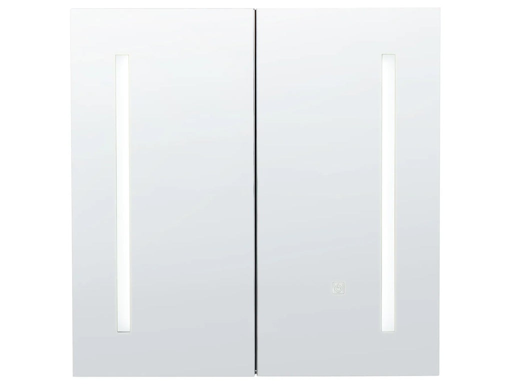 Bathroom Wall Mounted Mirror Cabinet LED CHABUNCO 60 cm 60 cm Black