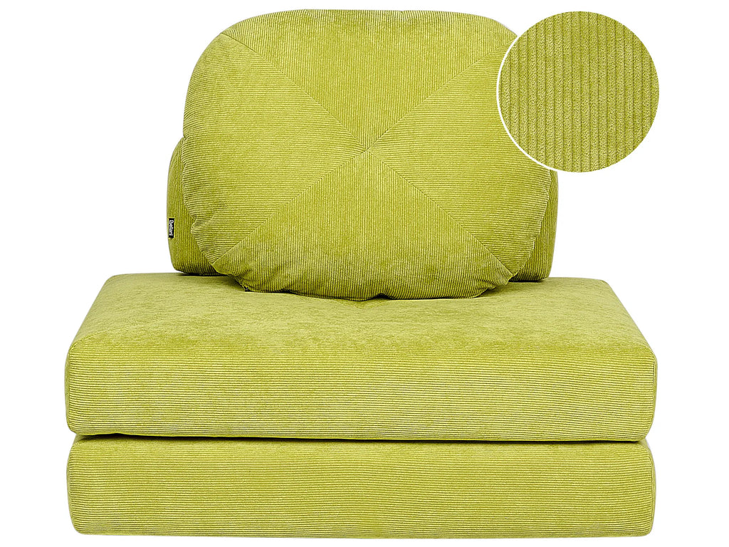 Single Sofa Bed OLDEN Corduroy Light Green