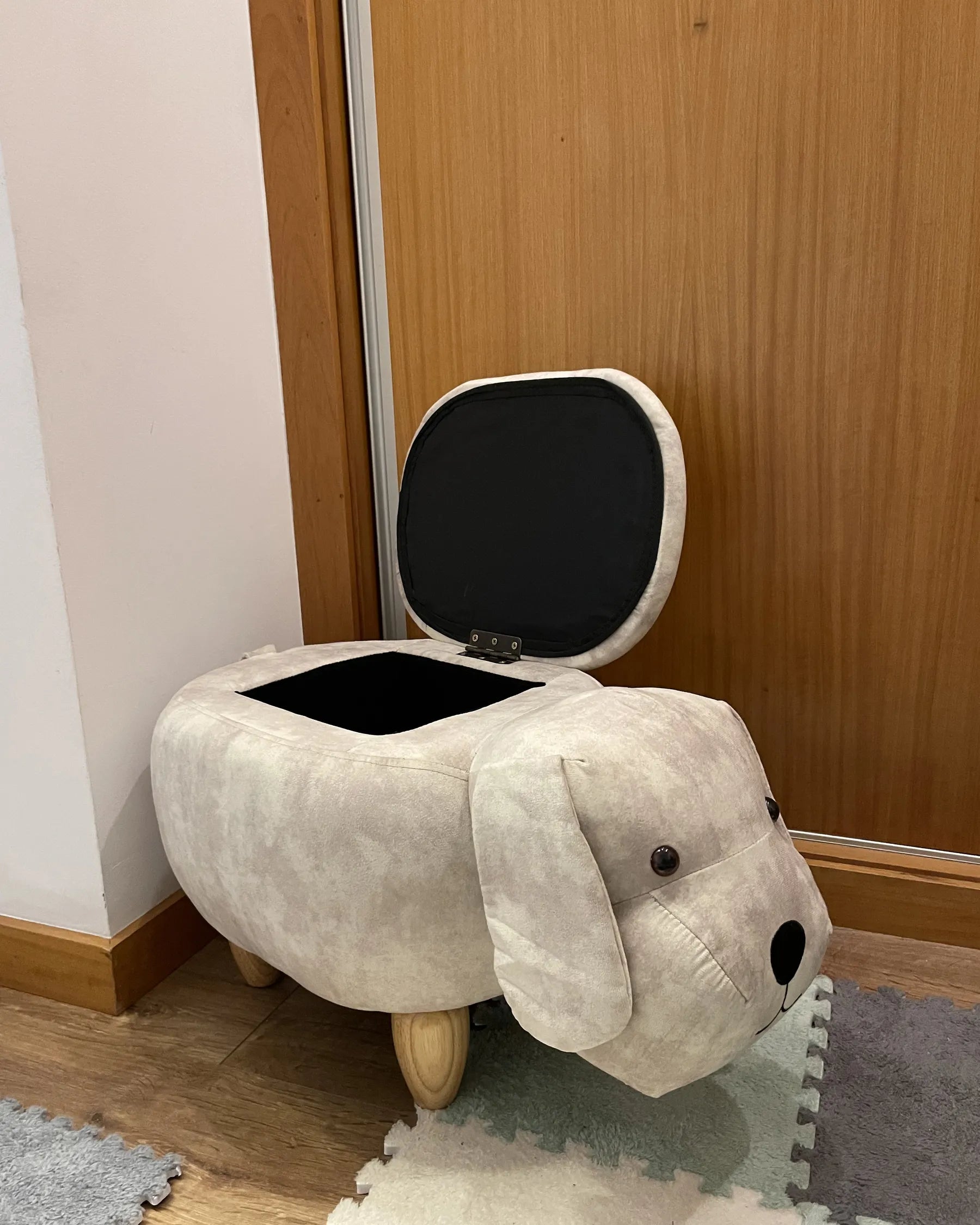Storage Animal Stool DOGGY Velvet Beige